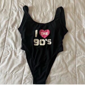 Black 'I Love the 90's' Swimsuit